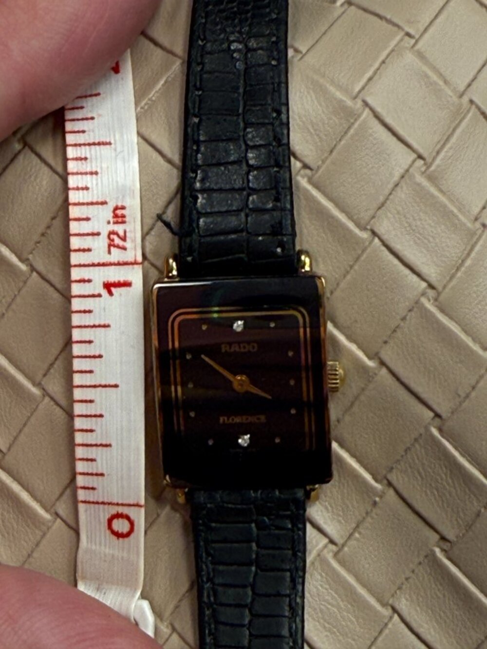 Vintage Rado Florence Ladies Tank Watch Diamond Markers Black Dial Gold Swiss - Picture 6 of 10